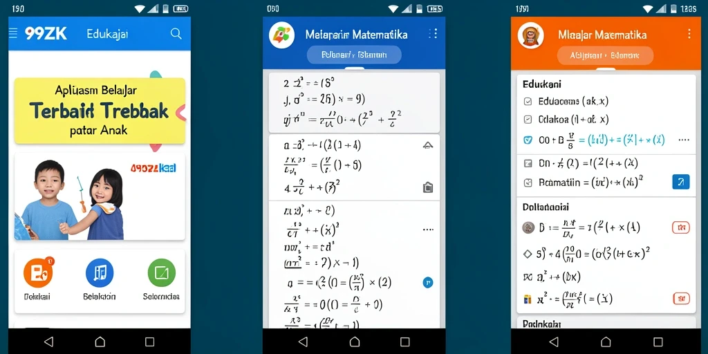 Tampilan antarmuka aplikasi 99ZK untuk Belajar Matematika yang menarik.