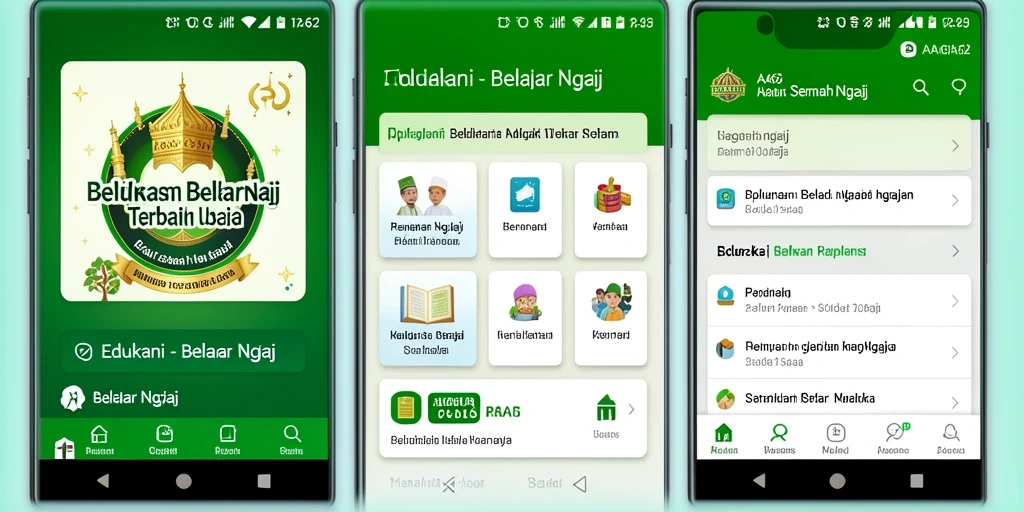 Antarmuka aplikasi AA62 yang intuitif dan mudah digunakan untuk belajar Al-Qur'an.