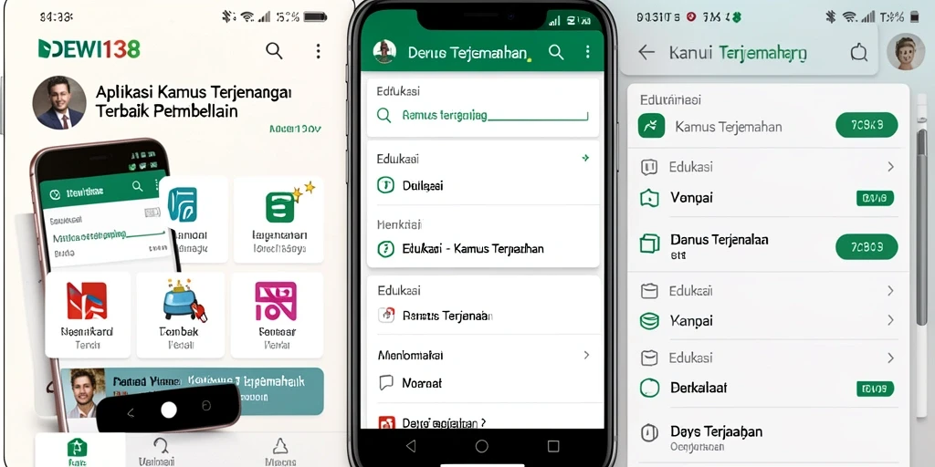 Antarmuka DEWI138 yang menarik dengan fitur Kamus Terjemahan yang lengkap.