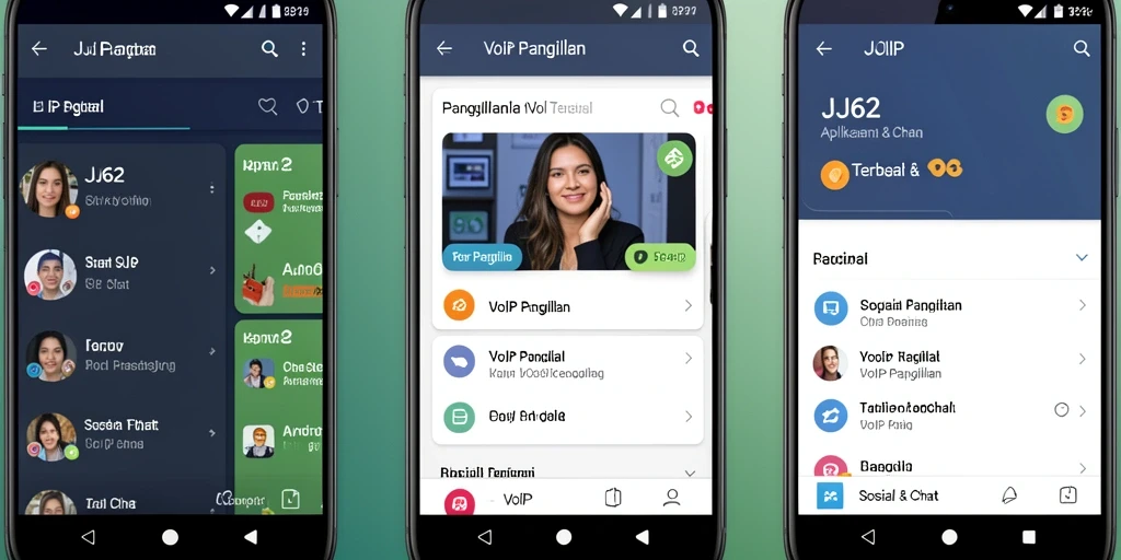 Tampilan antarmuka utama aplikasi VoIP Panggilan JJ62.