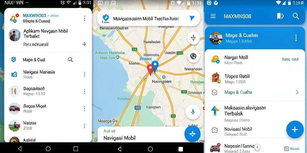 Tampilan antarmuka aplikasi MAXWIN303 untuk navigasi mobil.