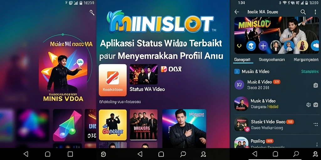 Antarmuka MINISLOT menampilkan berbagai pilihan video menarik untuk status WA.